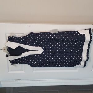 Eliza J cotton navy w white polka dots dress size 14